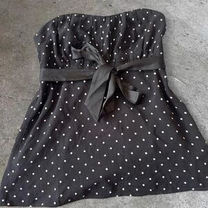 Hollister Black Strapless Babydoll Polka Dot Top